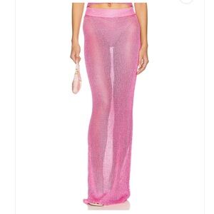 Superdown Miranda Pink Sheer Maxi Skirt